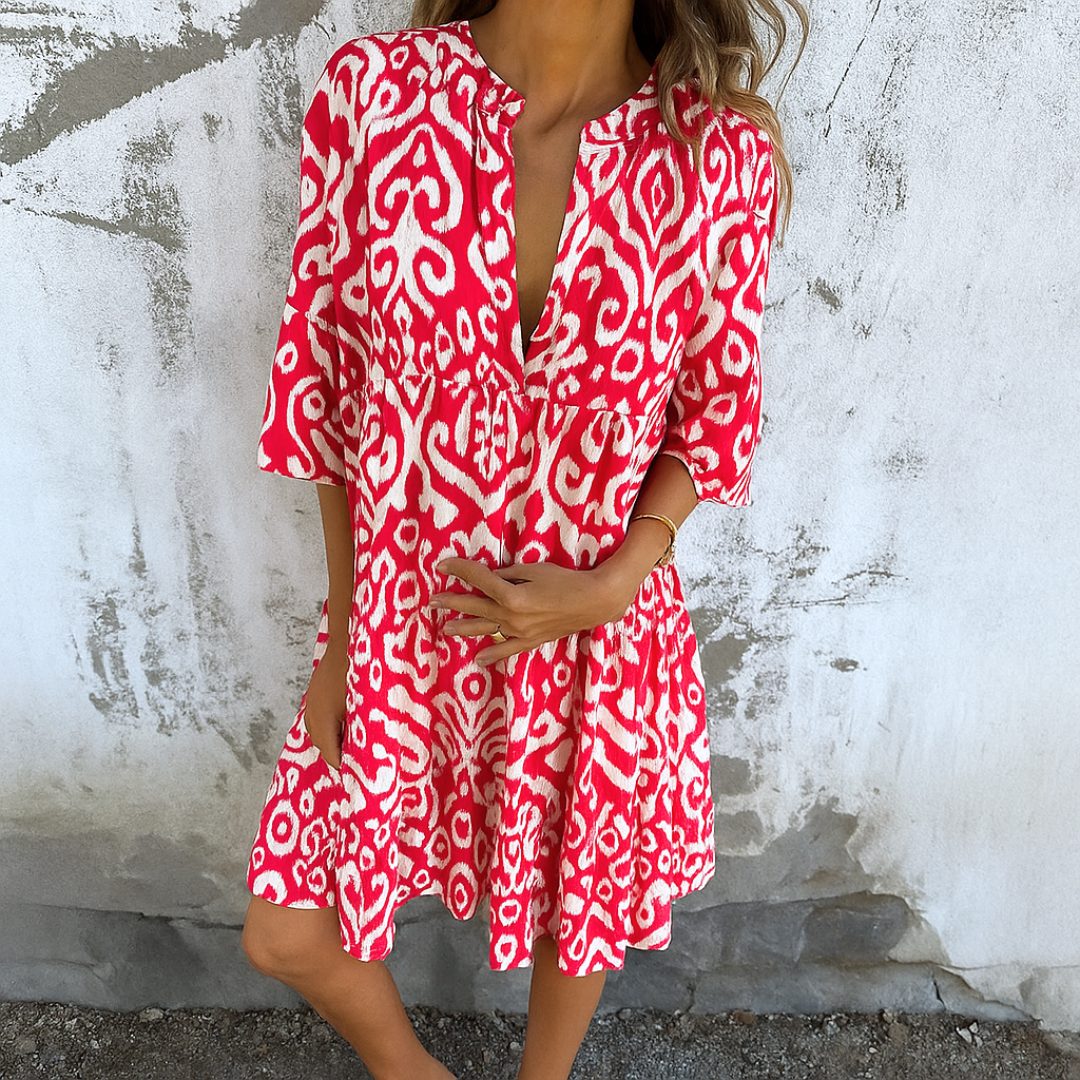 FLORELLA - ELEGANTIŠKA SUKNELĖ SU V-KRAGU