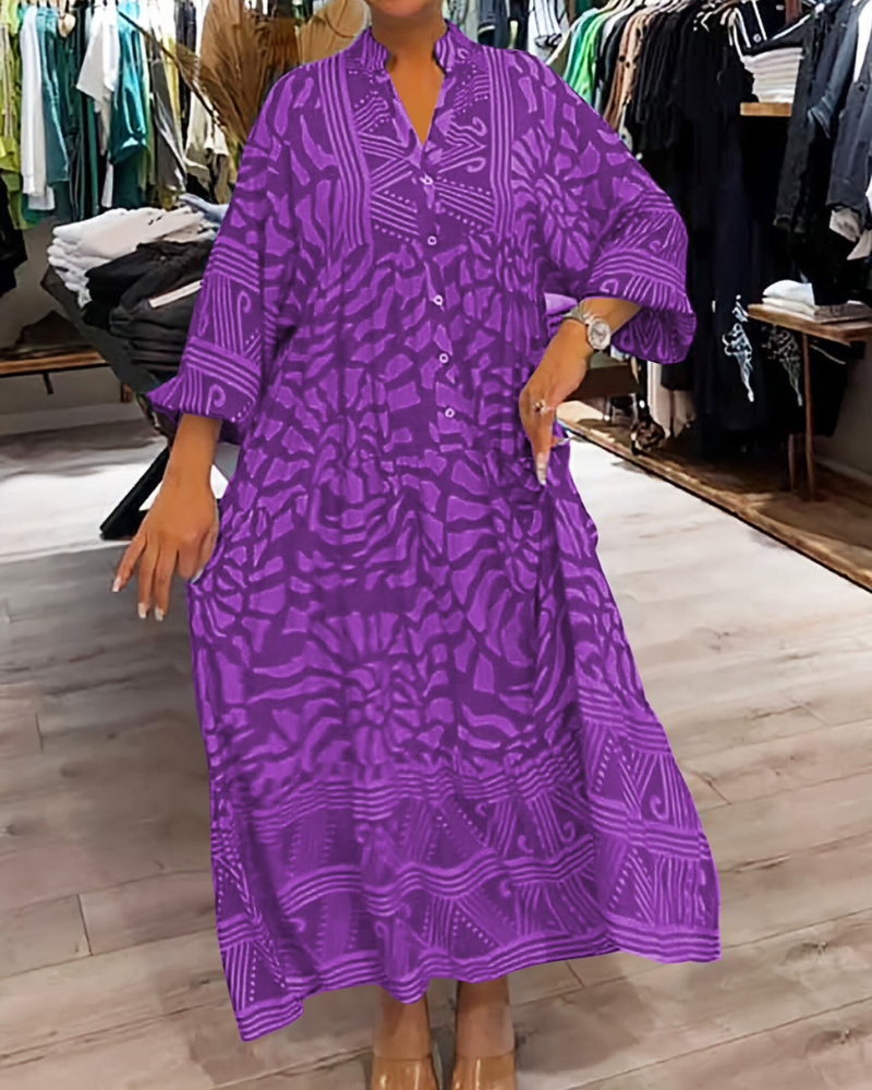 LENARA - Maxi suknelė su raštu