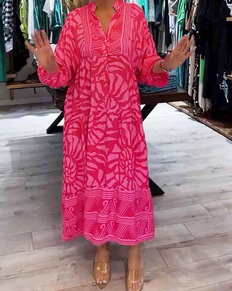 LENARA - Maxi suknelė su raštu