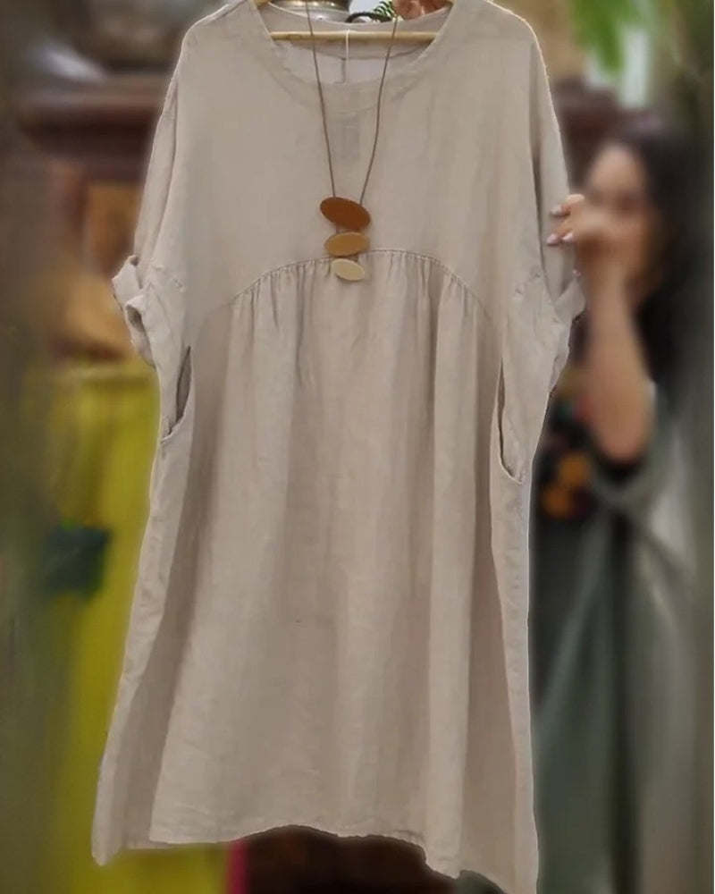 MANDIRA - Medvilnės ir lino suknelė