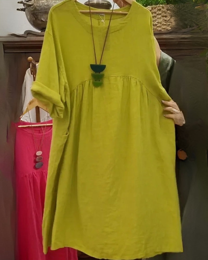 MANDIRA - Medvilnės ir lino suknelė