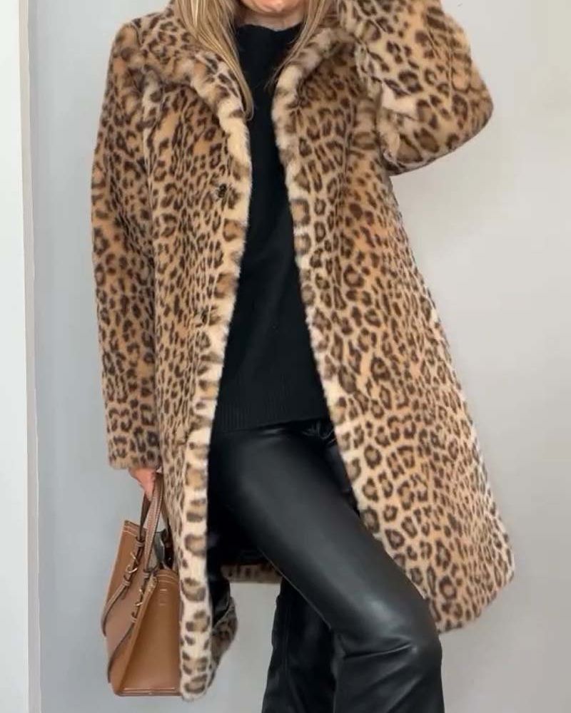 LEIA - Švelni ilga striukė su leopardų raštu