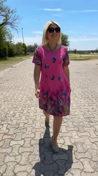 Neya™ - Vasaros Suknelė su apvalia iškirpte ir gražiu raštu