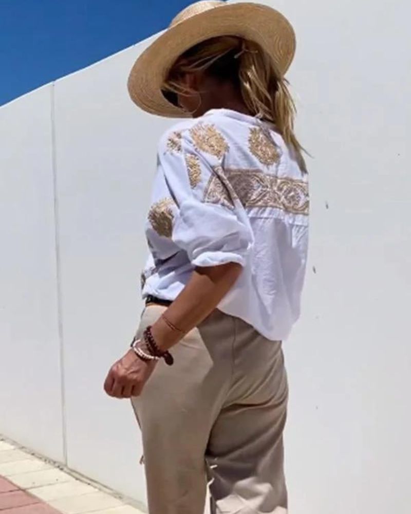 Lina – Bluzonas su elegantiškais siuvinėjimais