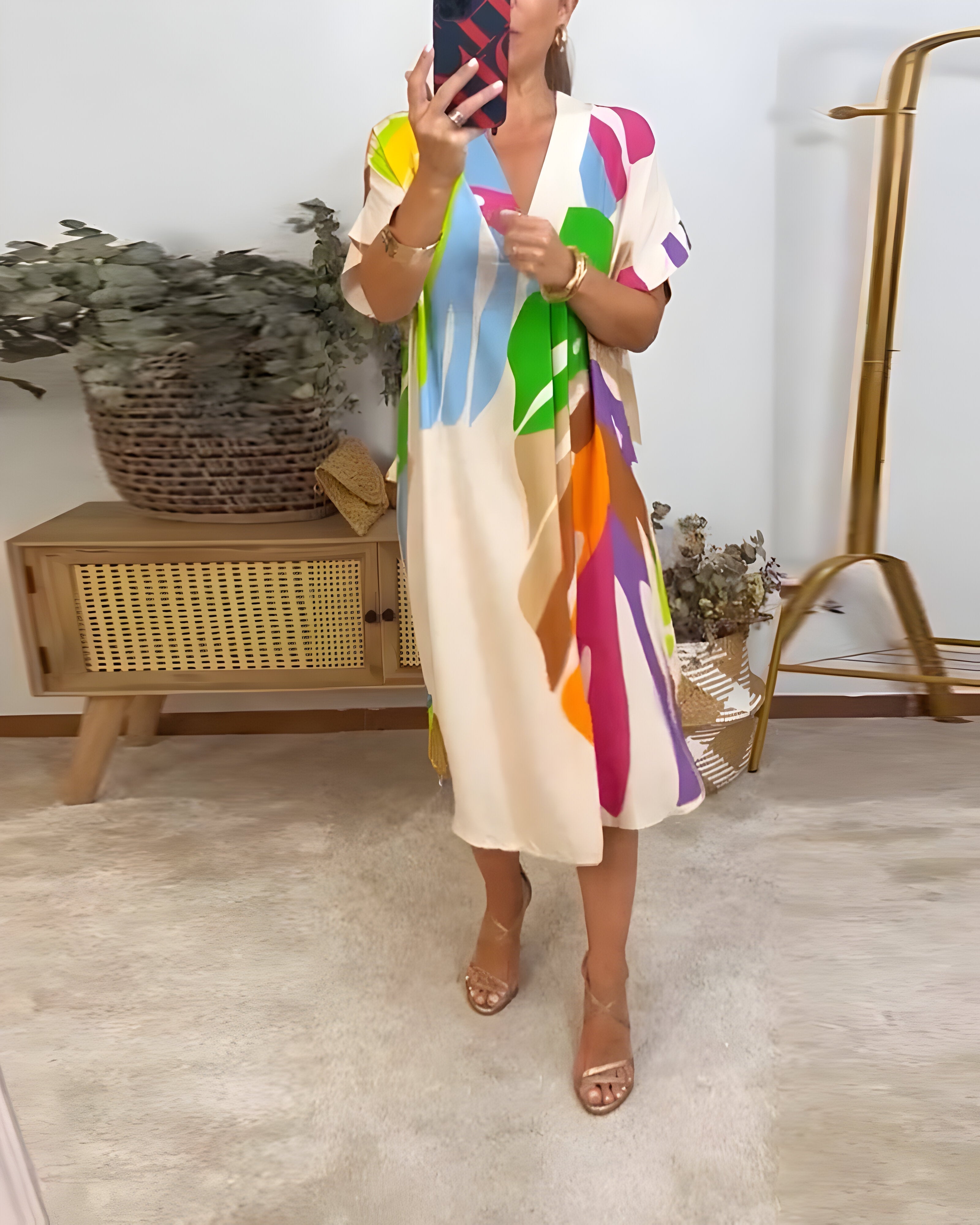 Rosaline™ - Spalvinga kasdienė suknelė