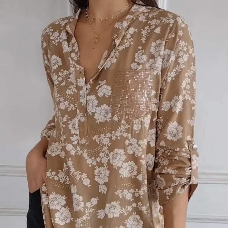 FRIEDLINDE ILGAI RANKOVĖS GĖLIŲ BLUZA