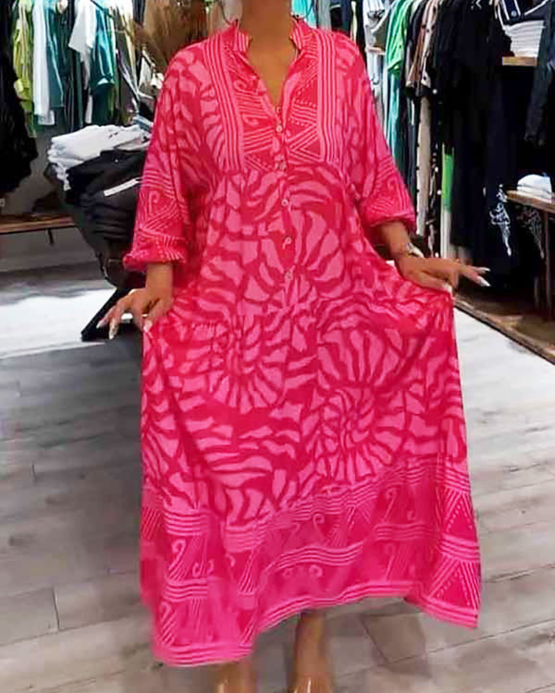 LENARA - Maxi suknelė su raštu