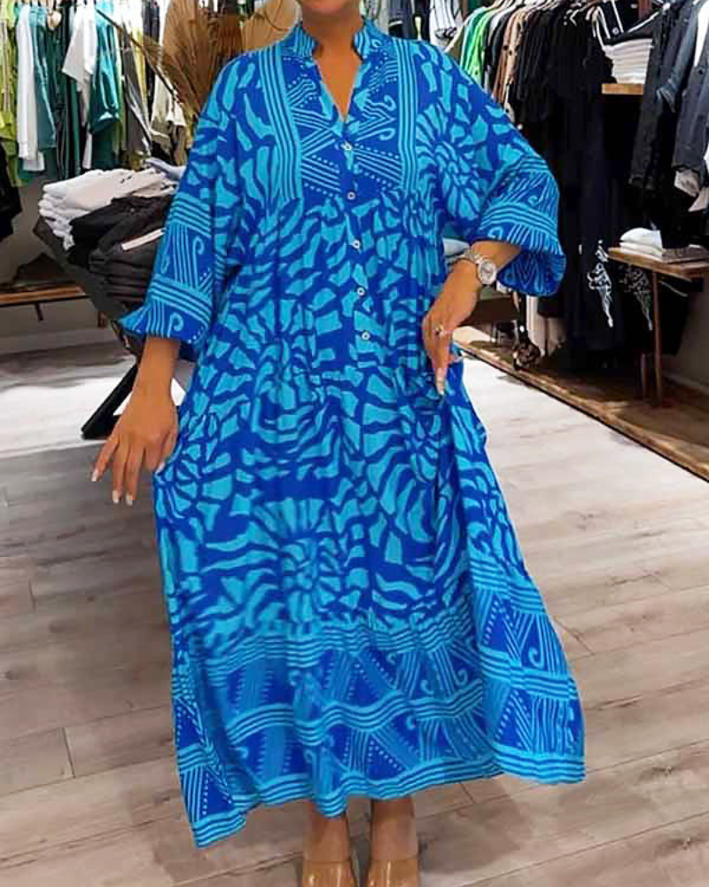 LENARA - Maxi suknelė su raštu