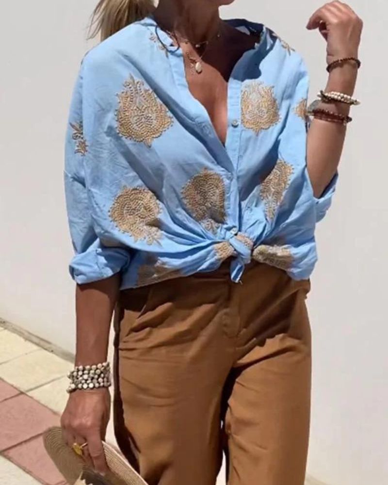 Lina – Bluzonas su elegantiškais siuvinėjimais