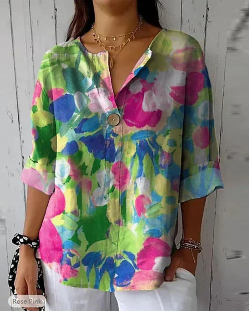 HELEINA - Gėlių Vintage Bluzonas