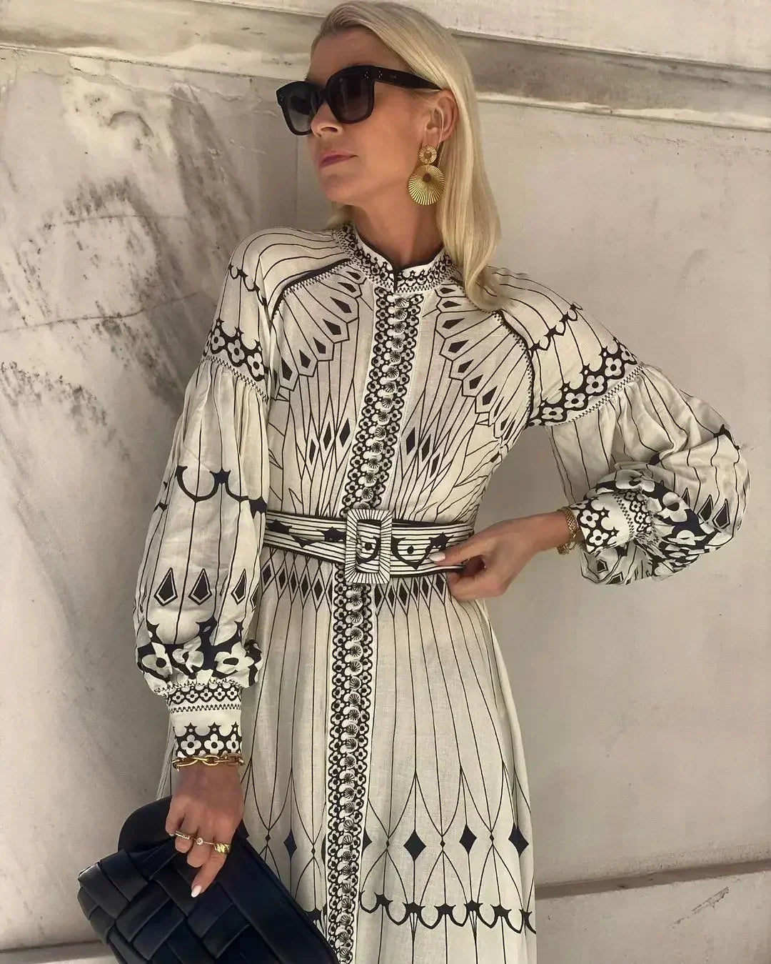 Eulalia - Retro Stovinti Apykaklė Boho Suknelė